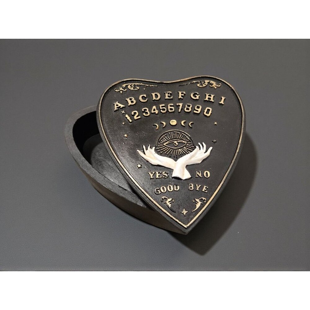 New Halloween Black Ouija Planchette Resin Spirit Storage Jewelry Trinket Box